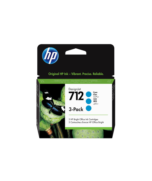 HP 3ED77A 712 3-Pack 29-ml Cyan DesignJet